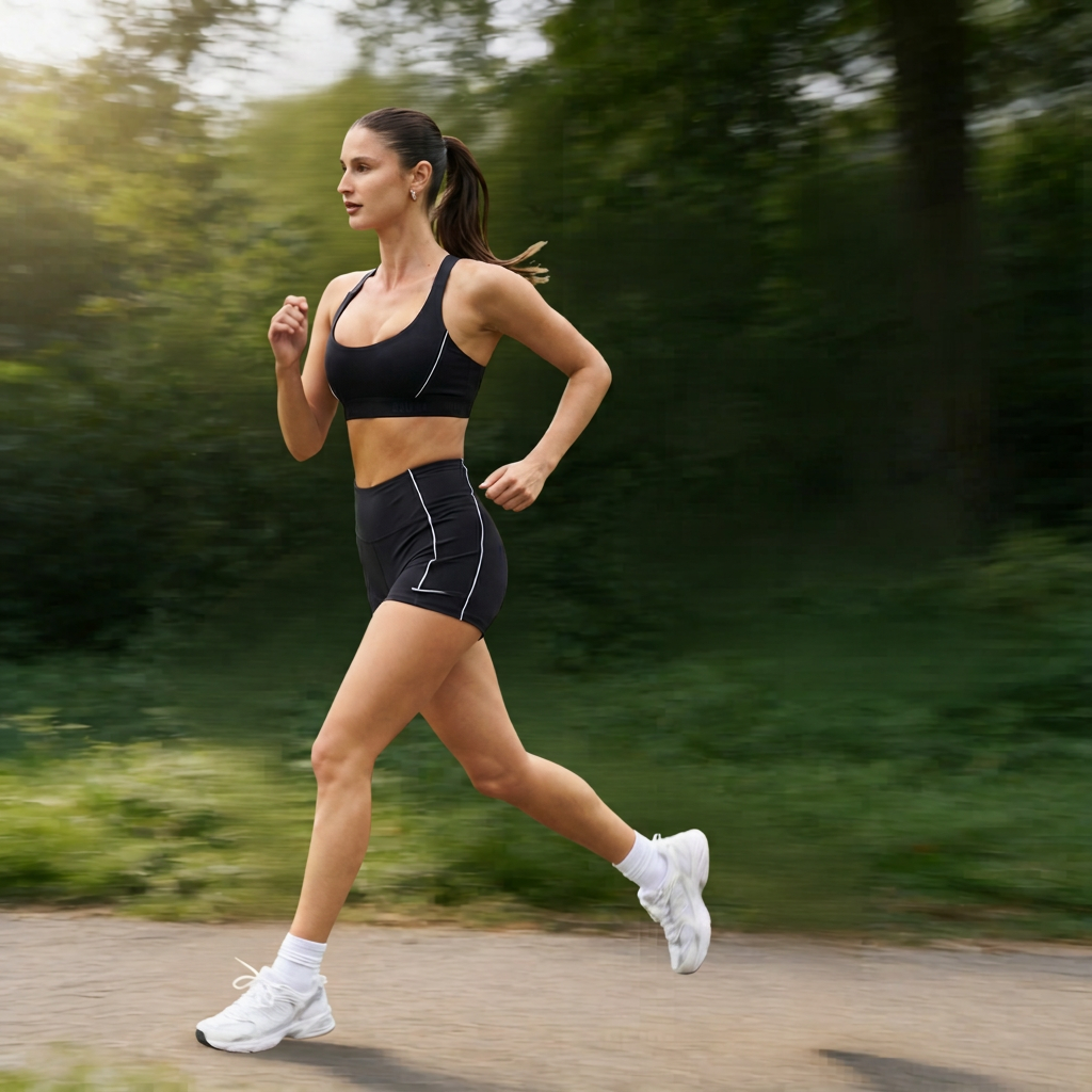 Woman running outdoors on a path